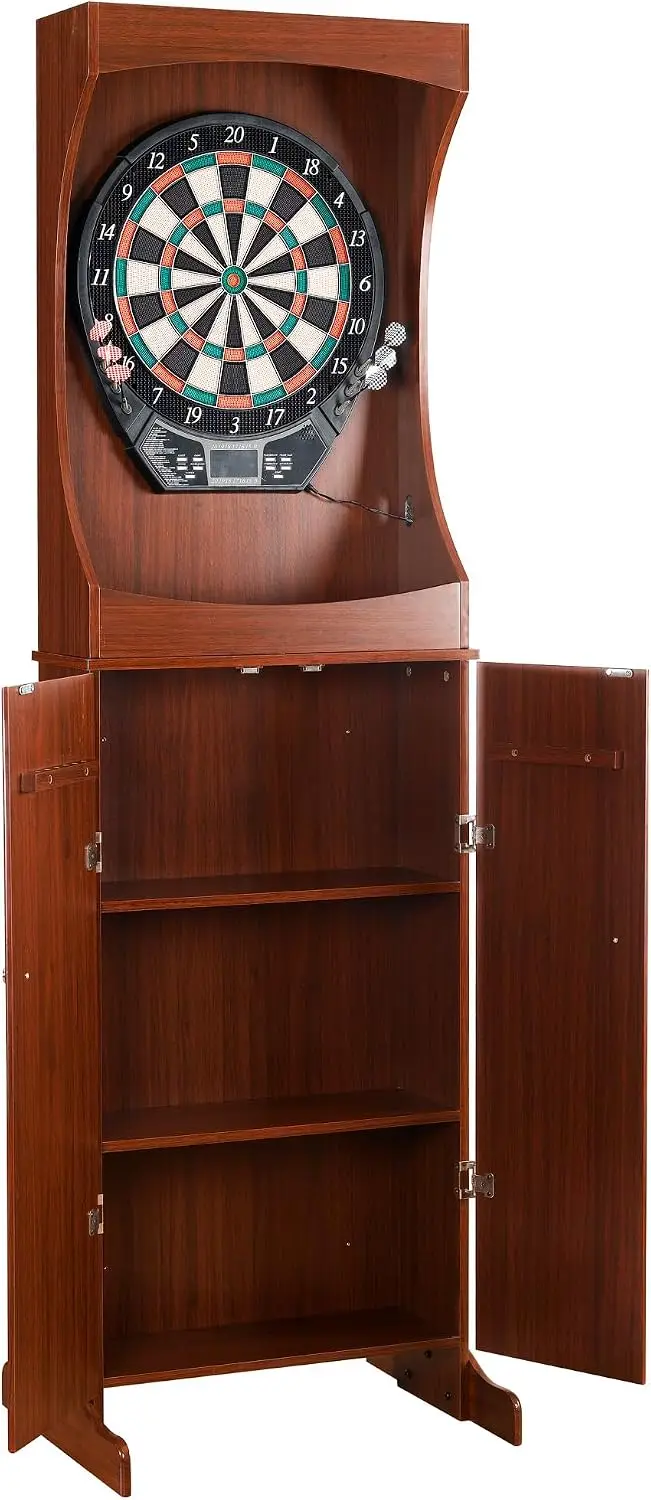 Electronic Dartboard Cabinet - アウトロー電子ダーツボードキャビネットセット - 81インチ電動ダーツボード（キャビネット付き）- プロフェッショナルダーツボード（ソフトチップ6本付き）
