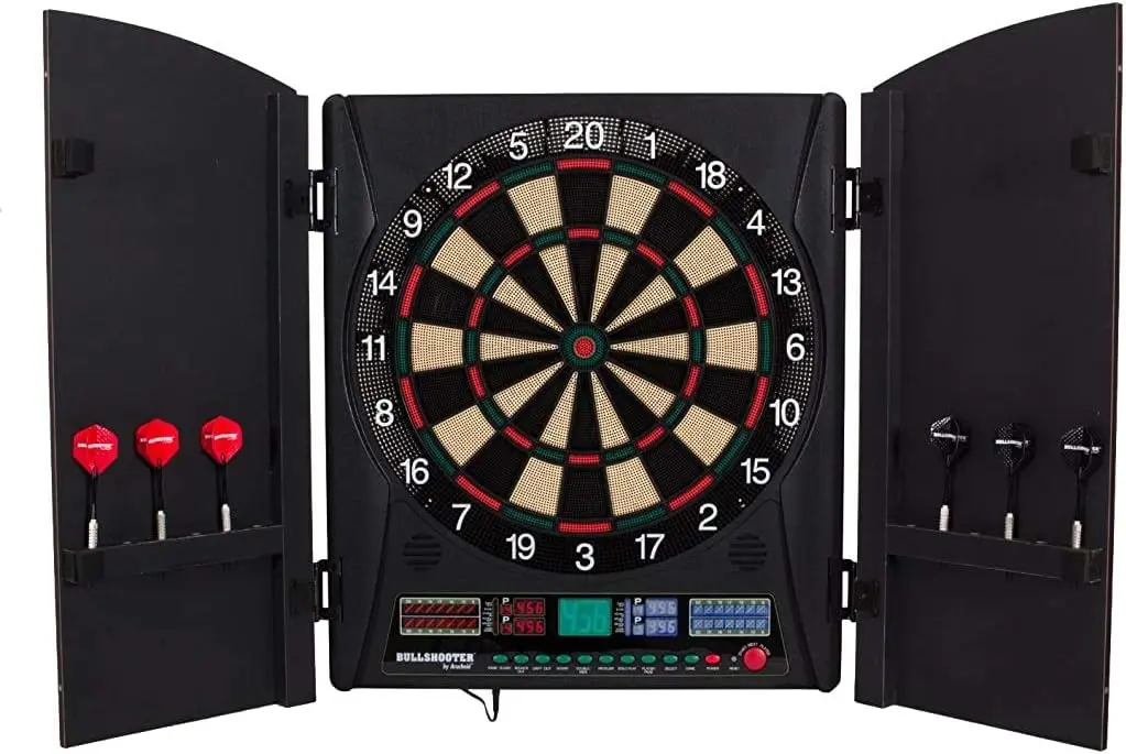 Electronic Dartboard Cabinet - ベストセラー マローダー 5.0 電子ソフトチップダーツボードキャビネットセット ブラック EDBW660