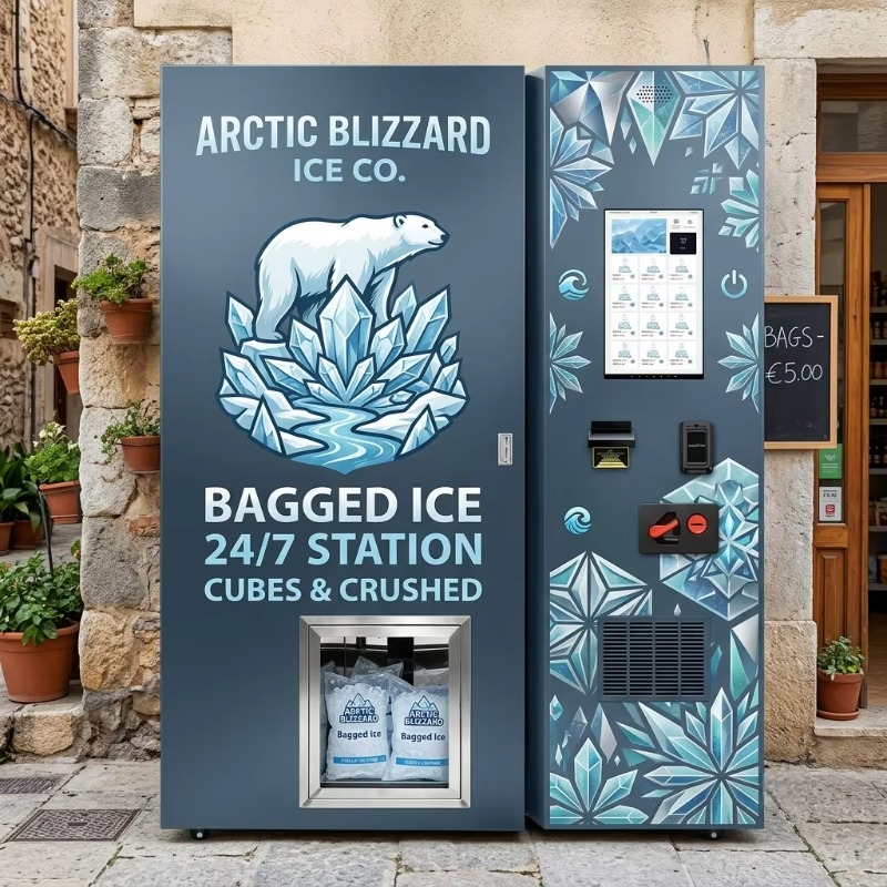 Bill Acceptor Vending - 大容量450kg袋入り氷販売機、紙幣識別機・クレジットカードリーダー搭載、スマートリモート管理機能付き