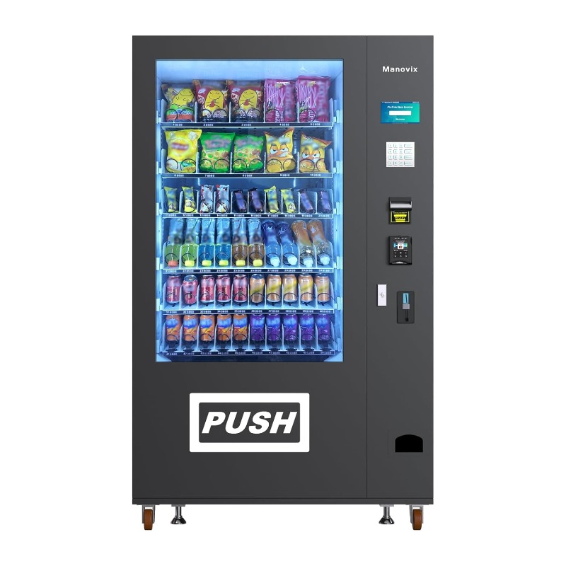 Bill Acceptor Vending - カスタマイズ可能な大型60スロットスナックドリンクコンボ商業用自動販売機、カードリーダーと紙幣硬貨受取機付きキャッシュレス