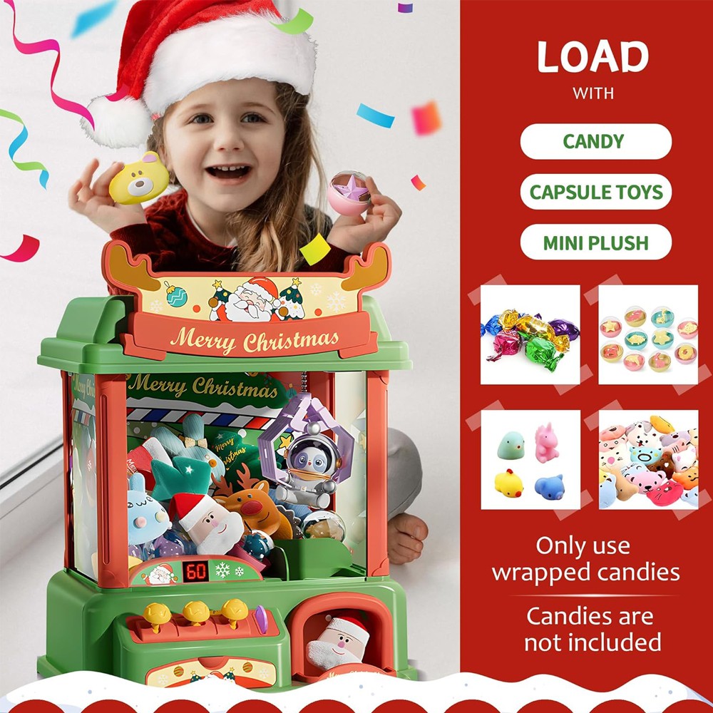 子供のためのクリスマスの爪のマシン,ミニ自動販売機,キャンデ - Arcade Toy Claw Vending Machine のレビューと価格
