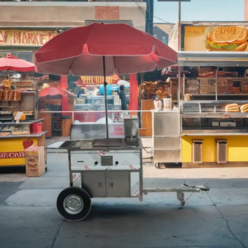 コンパクトモバイルスナックフードカート、ホイール付きホットド - Hot Dog Vending Cart のレビューと価格