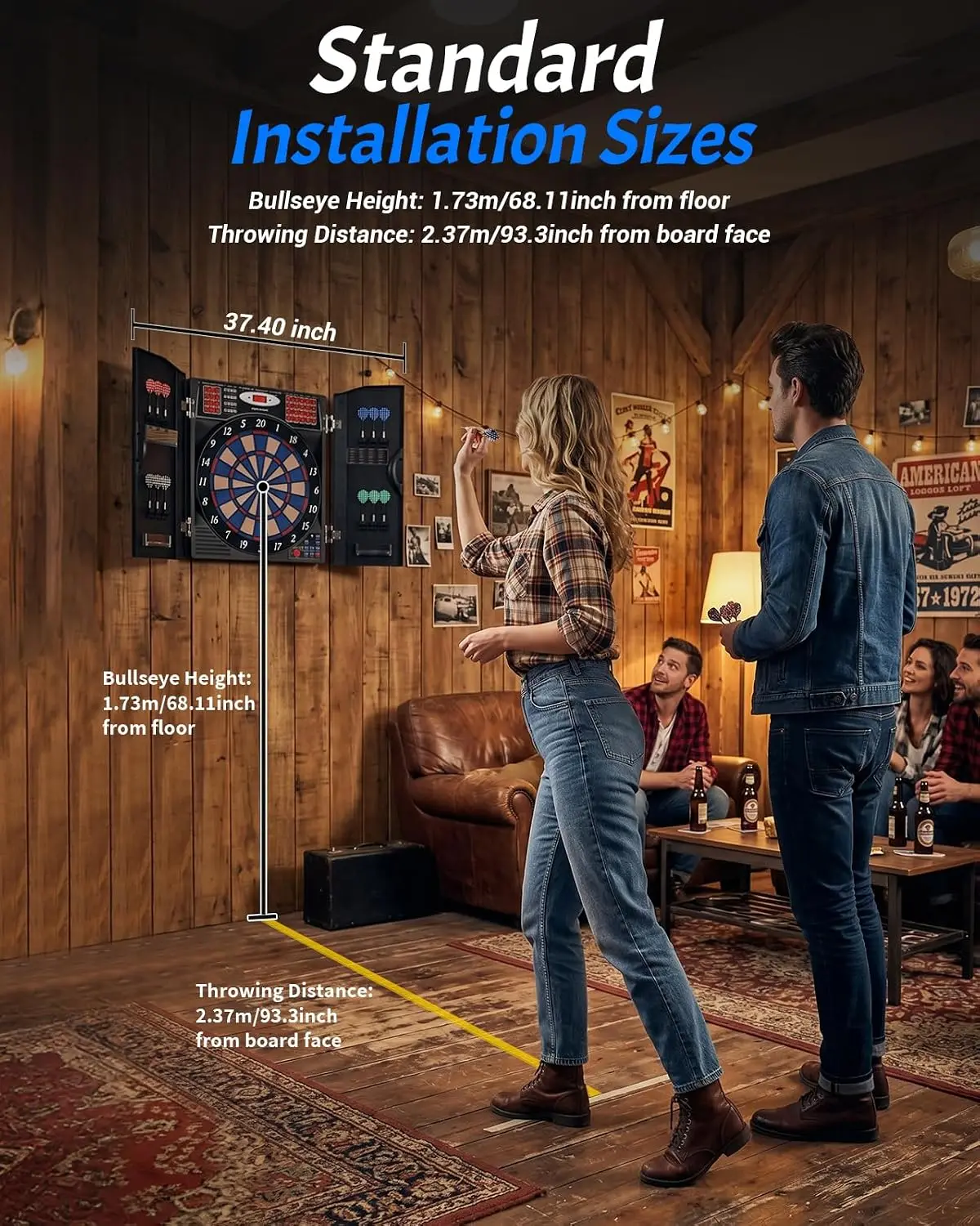 大人用電子ダーツボードキャビネットセット、ブラック |    - Electronic Dartboard Cabinet のレビューと価格