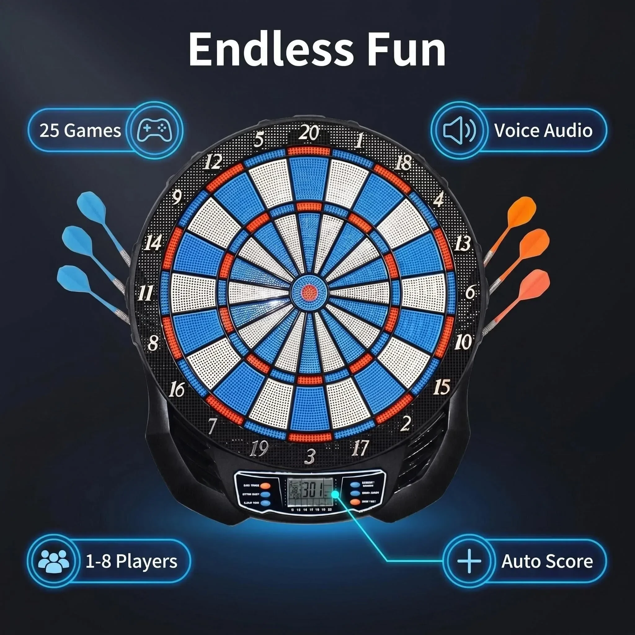 DartVibe アドバンスド電子ダーツボード、プロ仕様のハ - Electronic Dartboard Cabinet のレビューと価格